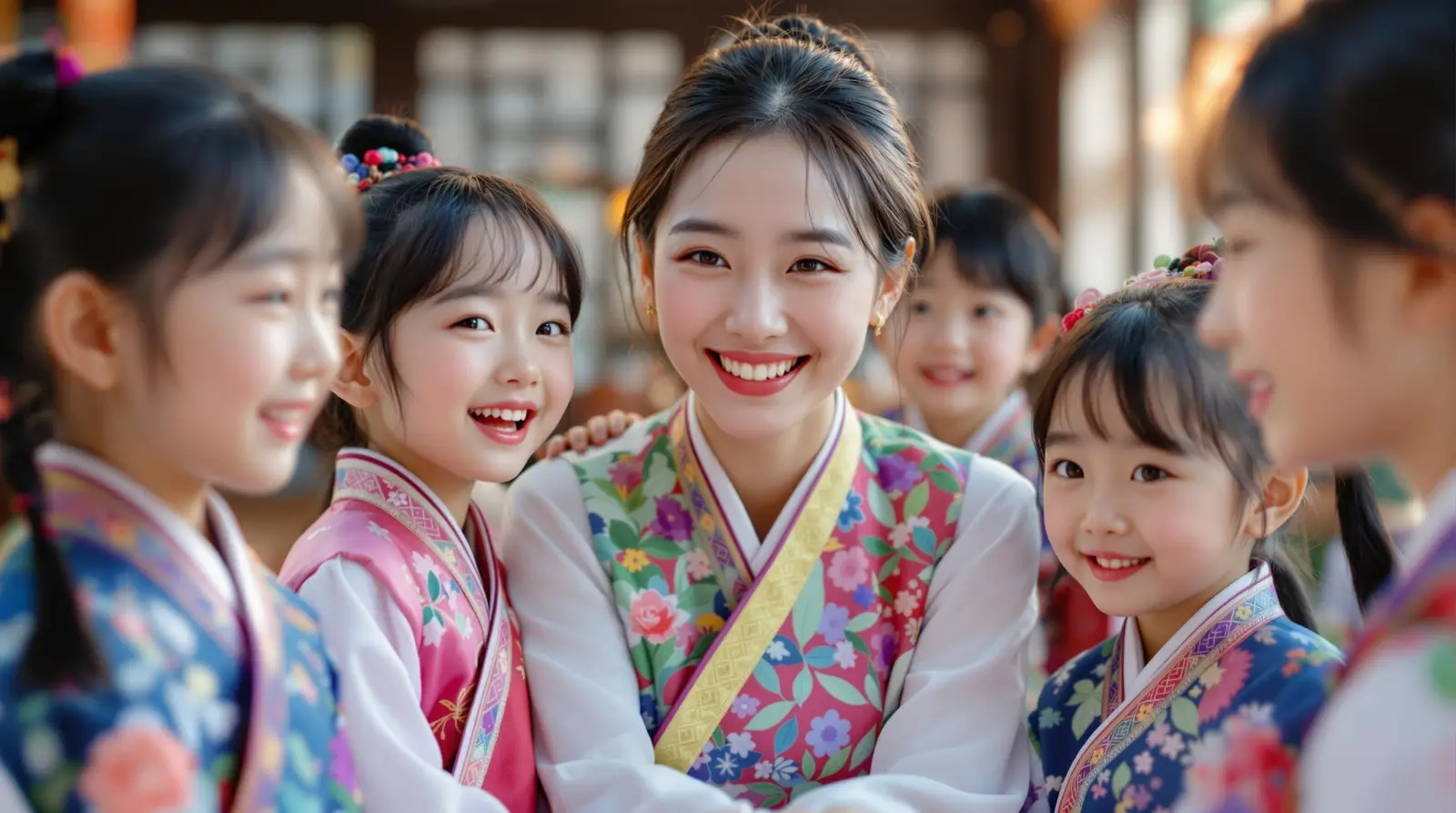 한복을 입은 어린이집 선생님