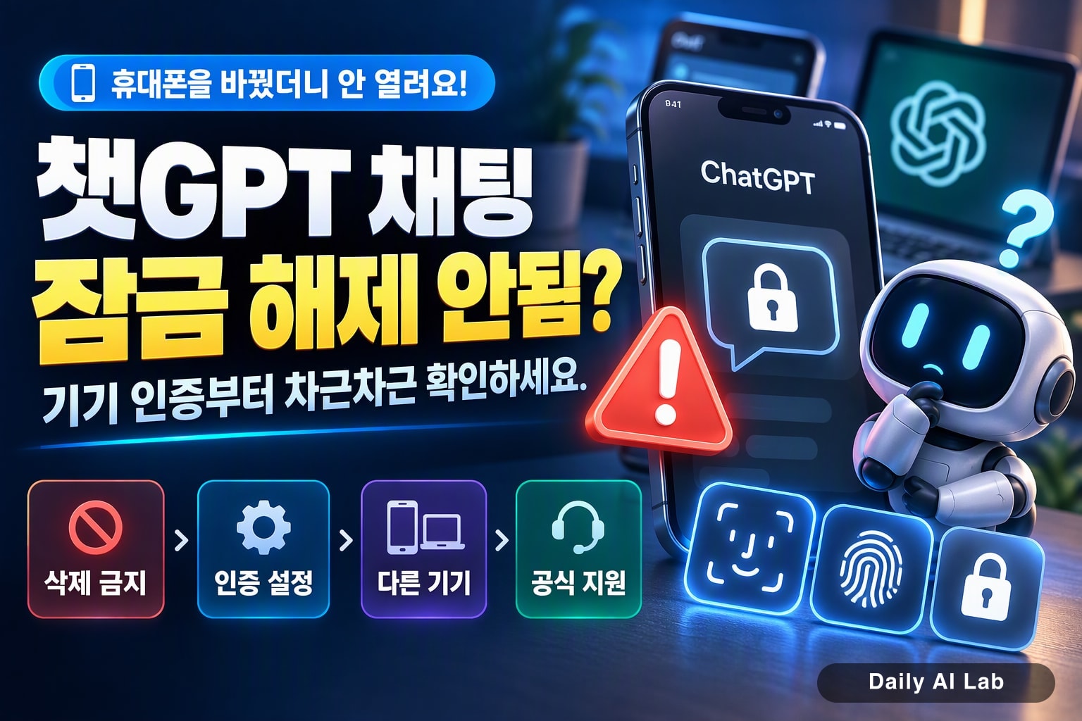 챗GPT 채팅 잠금 해제 안됨, 기기 인증부터 확인하는 순서 대표 이미지