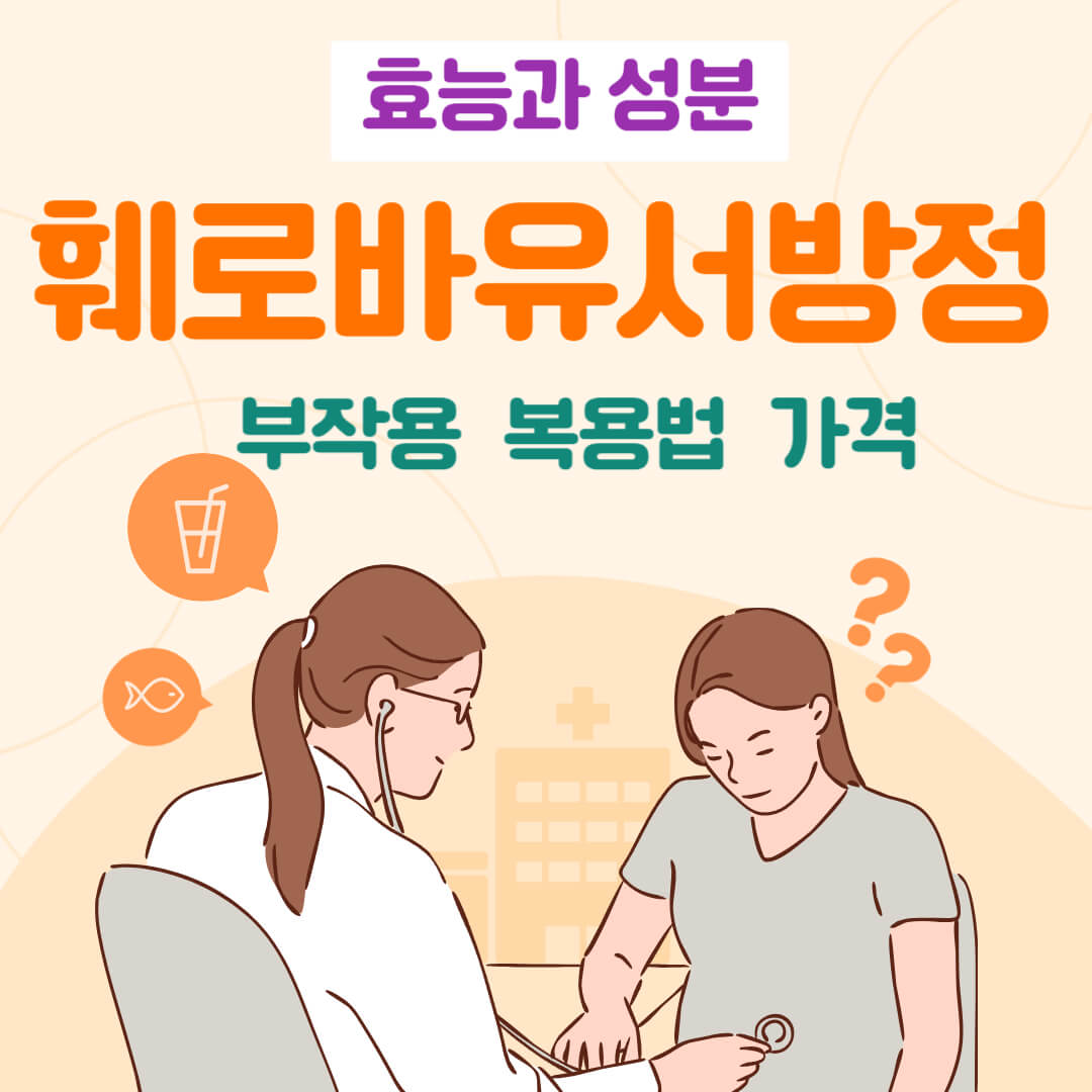 의사가-임산부를-진찰하는-그림과-훼로바유서방정의-효능과성분-부작용-복용법-가격을-알려주는-로고입니다.