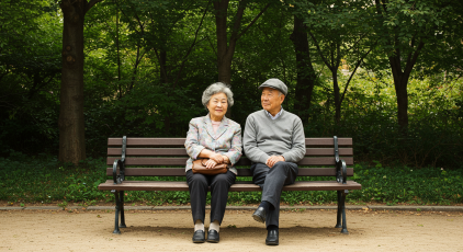 기초연금 자격, 공원벤치에 앉아있는 노부부