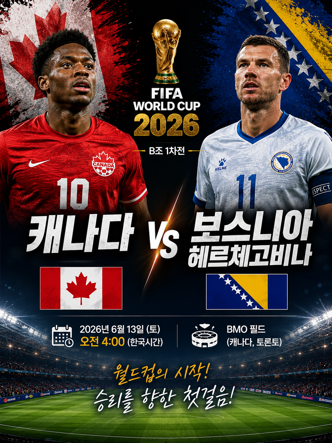 2026 북중미 월드컵 B조 1차전 캐나다 VS 보스니아 헤르체고비나 경기분석