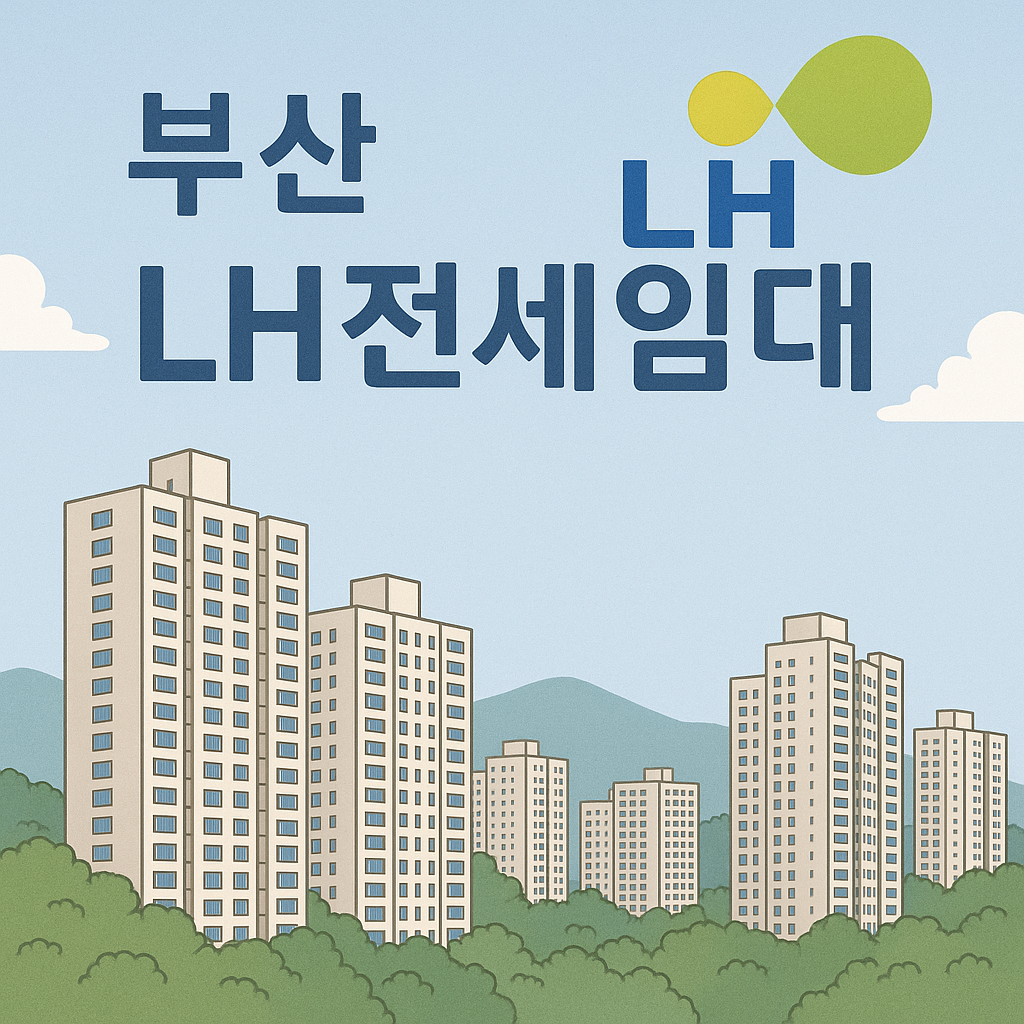 부산 아파트 단지와 LH 로고가 함께 보이는 풍경,