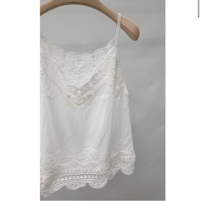 부드러운 순면 아사 이너 레이스 끈 나시 민소매티