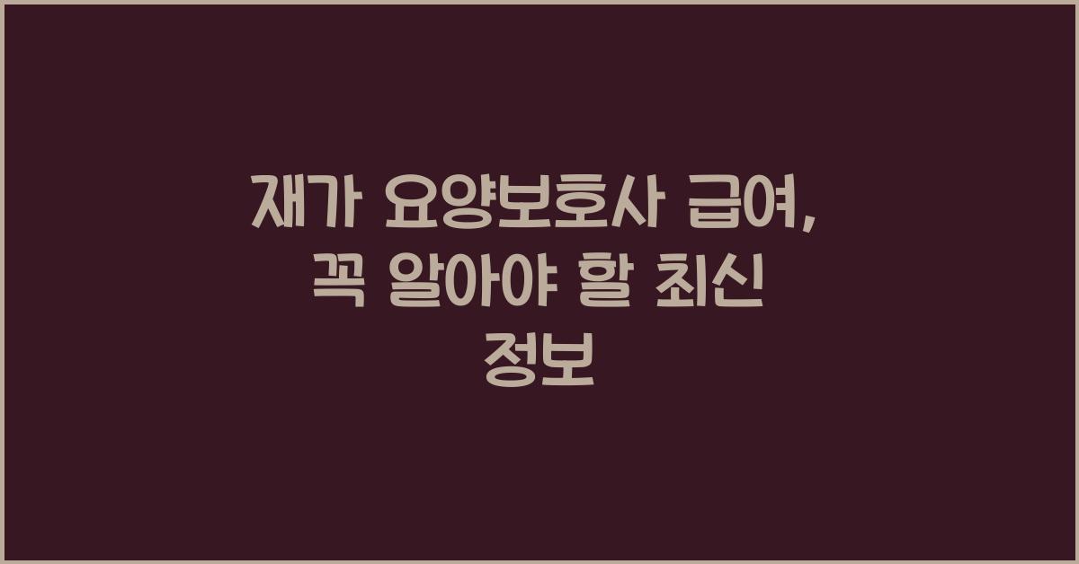 재가 요양보호사 급여