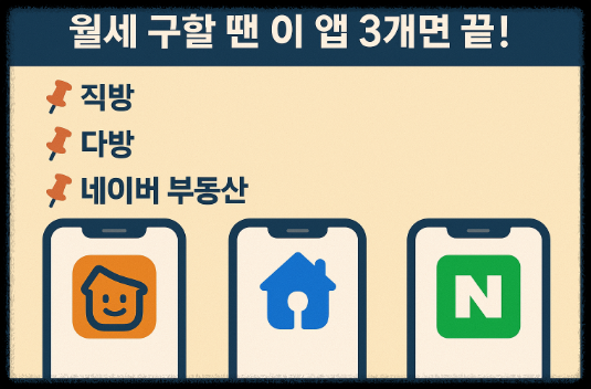 월세 구할때 필요한 앱 관련 이미지