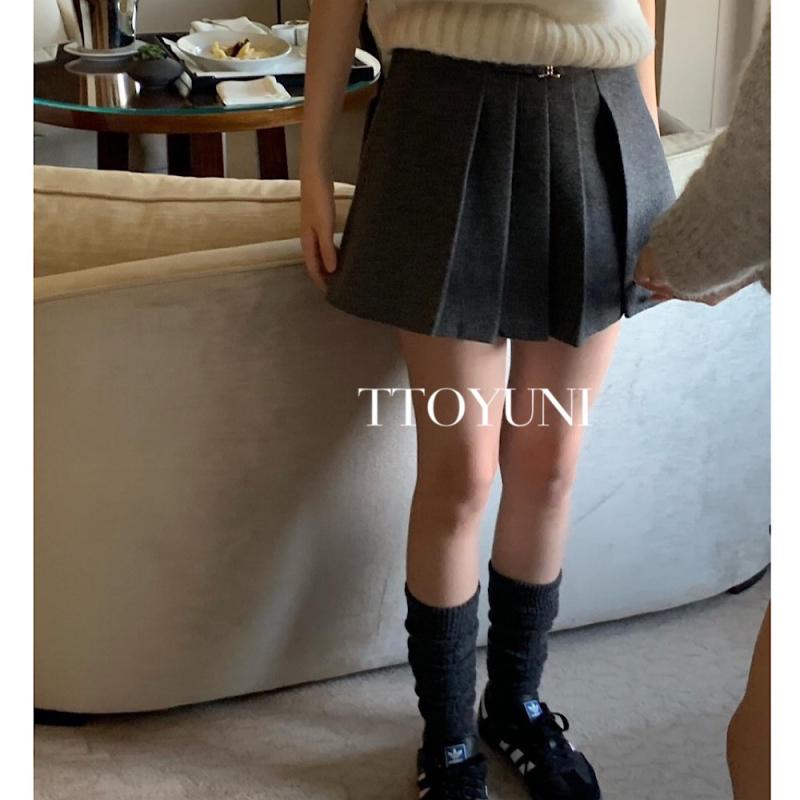 (전컬러당일) 리에뜨 로렌 스커트 riette (2col) 버클 겨울 플리츠 치마 바지