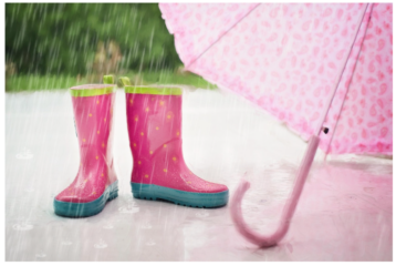 Rubber boots and an umbrella