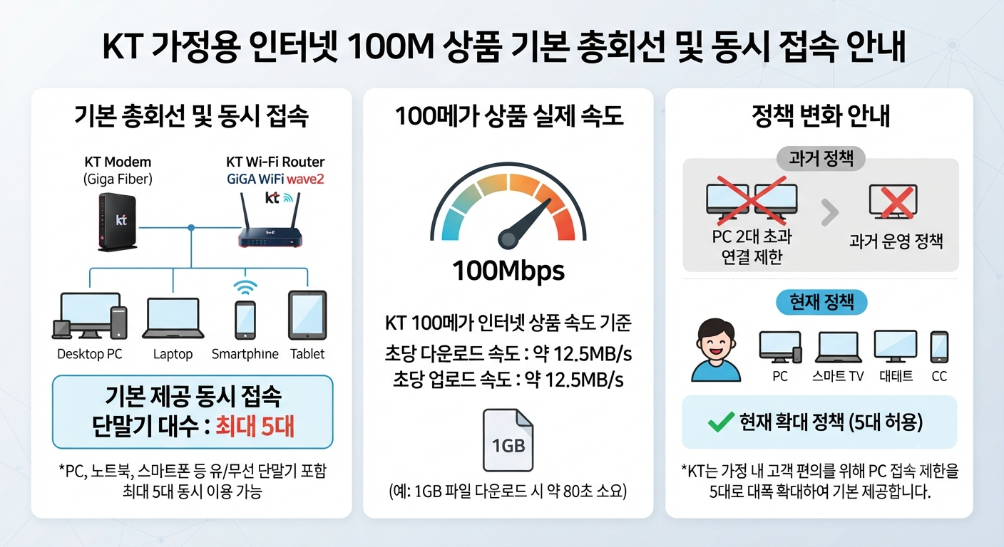 한국통신 인터넷 속도는 몇메가인가. 1개의 인터넷으로 사용할 수 있는 기본 회선은