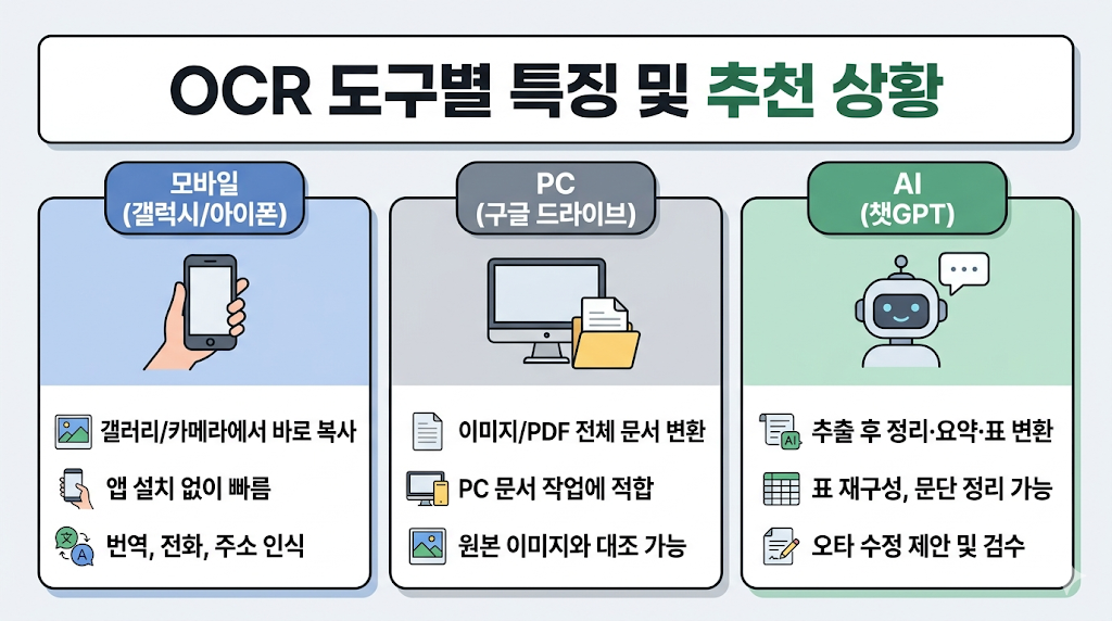 ocr도구별 특징