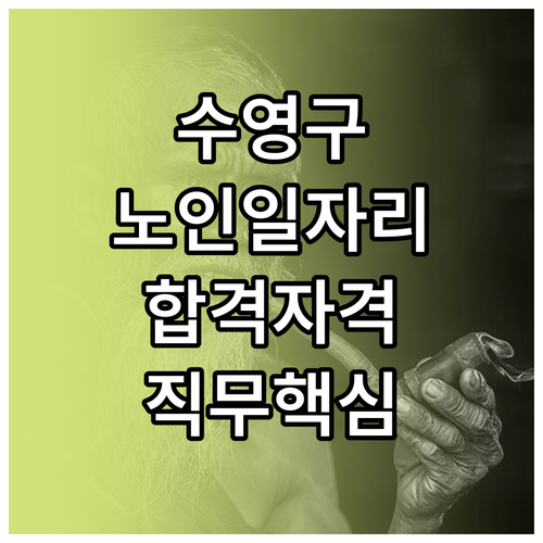 수영구 노인일자리 신청 자격과 시니어..