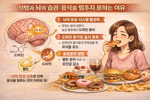 식탐과 뇌의 습관: 음식을 멈추지 못하는 이유 관련 이미지