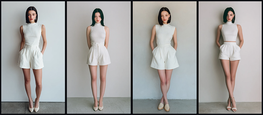 프롬프트 템플릿|문장형 프롬프트로 생성된 슬림 체형 여성 모델|Created with Midjourney
프롬프트 템플릿, 슬림하고 우아한 체형의 20대 러시아 여성 모델을 문장형 프롬프트로 생성한 전신 이미지_Midjourney