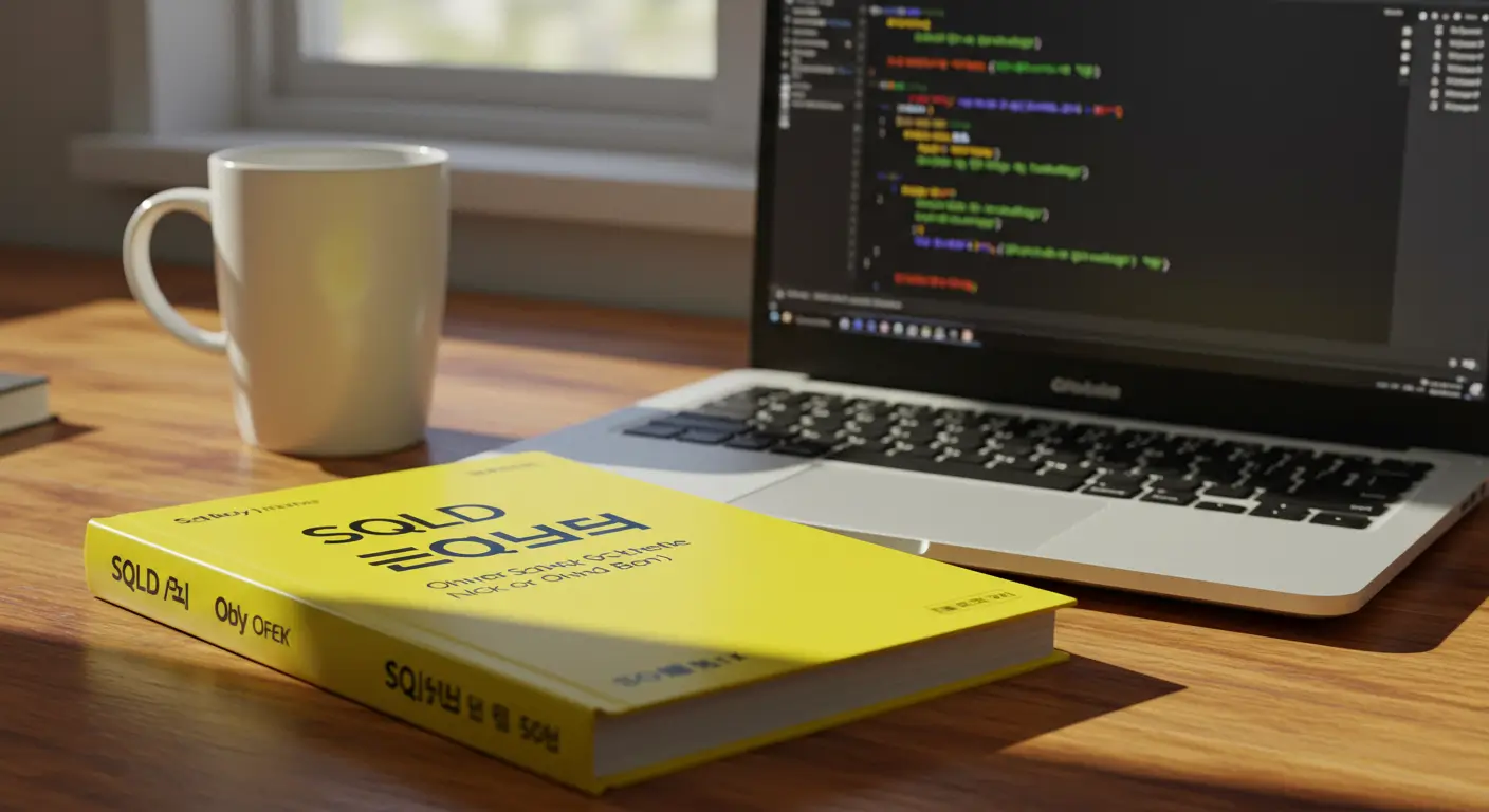 SQLD 수험생들의 필독서로 알려진 노란색 표지의 SQL 자격검정 실전문제 책