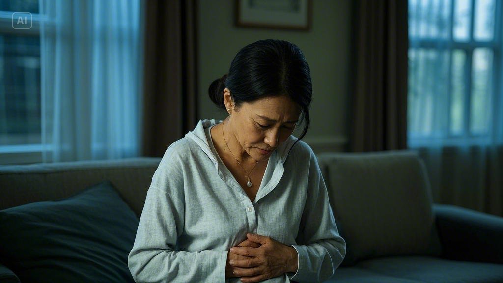 A woman is suffering from stomach cancer.