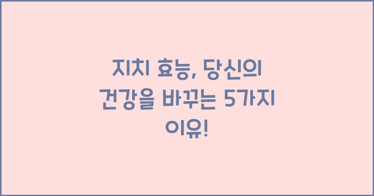지치 효능