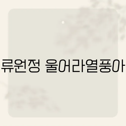 류원정 울어라열풍아, 이 노래에 담긴 감동의 사연은?