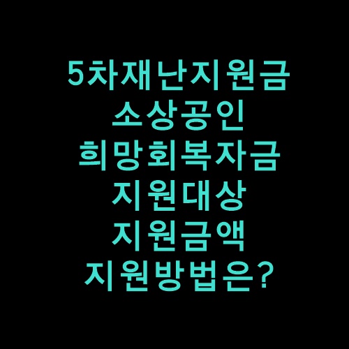 5차재난지원금희망회복자금신청방법총정리