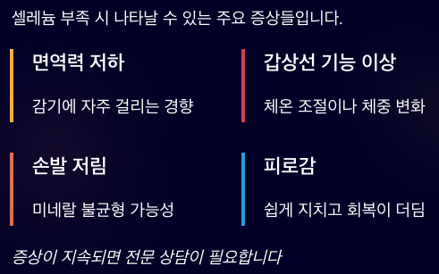 셀레늄 부족 시 나타날 수 있는 증상들