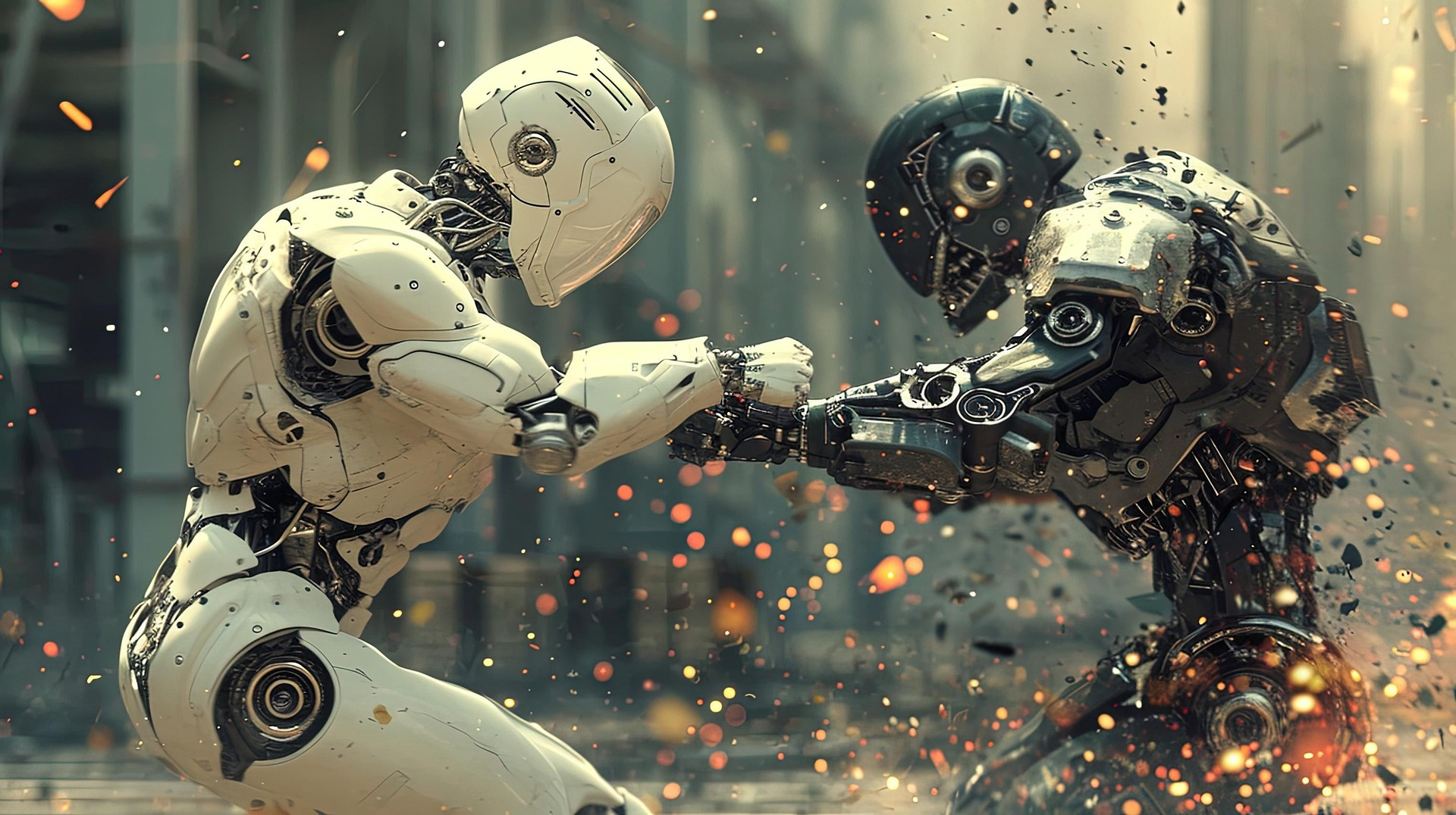 로봇 둘이 싸우는 사진