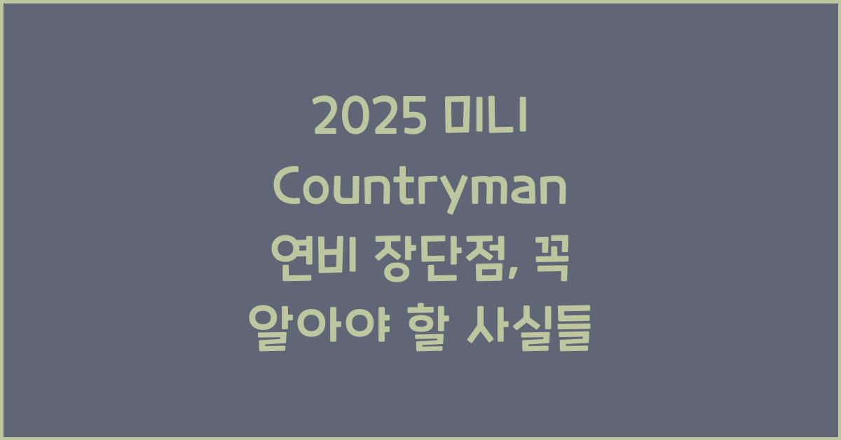 2025 미니 Countryman 연비 장단점