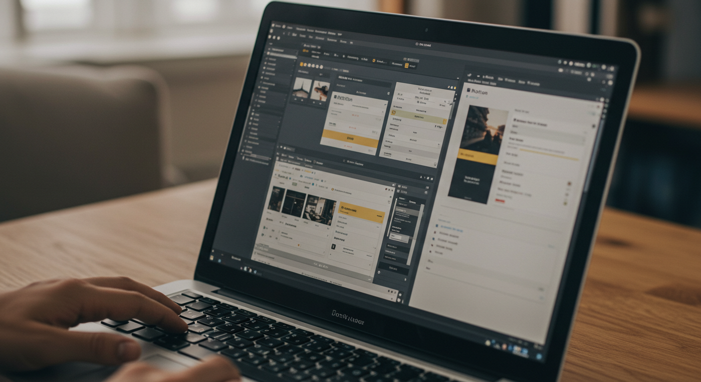 판매용 템플릿을 설계하고 있는 디지털 노마드 작업 화면
