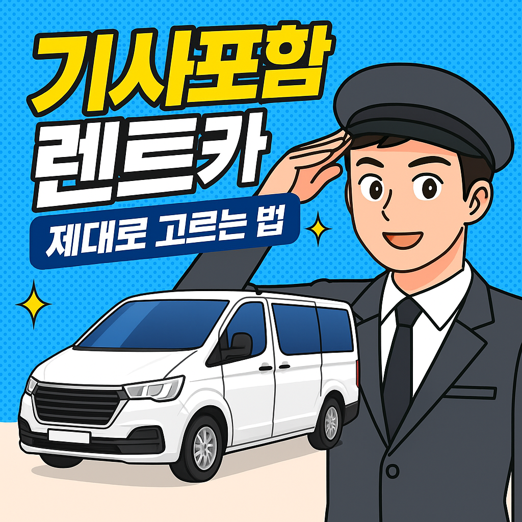 외국인 관광객을 위한 VIP 렌터카 서비스, 고급스러운 기사 포함 차량 운행을 상징하는 이미지