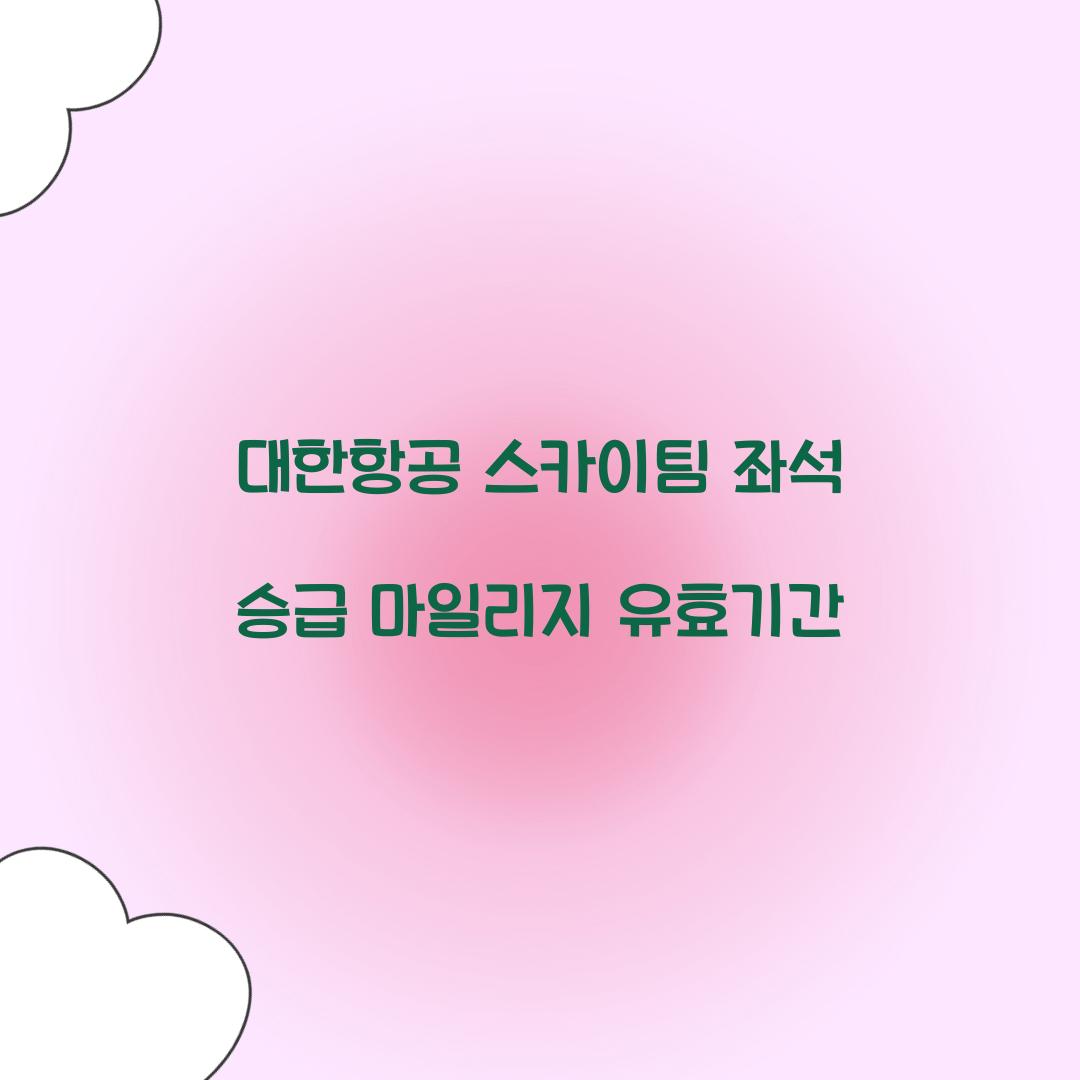 대한항공 스카이팀 좌석 승급 마일리지 유효기간  