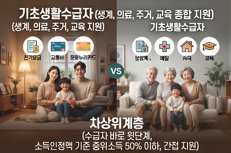 차상위계층 vs 기초생활수급자 차이점 완벽 정리 (자격조건, 혜택, 신청방법 등)