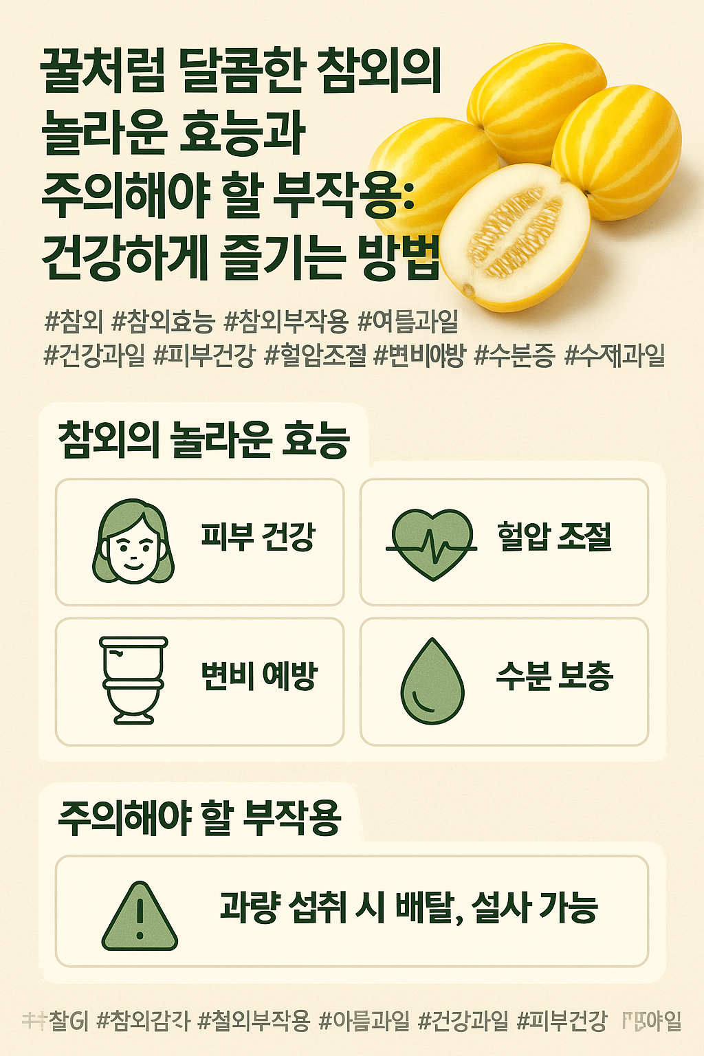꿀처럼 달콤한 참외의 놀라운 효능과 주의해야 할 부작용: 건강하게 즐기는 방법