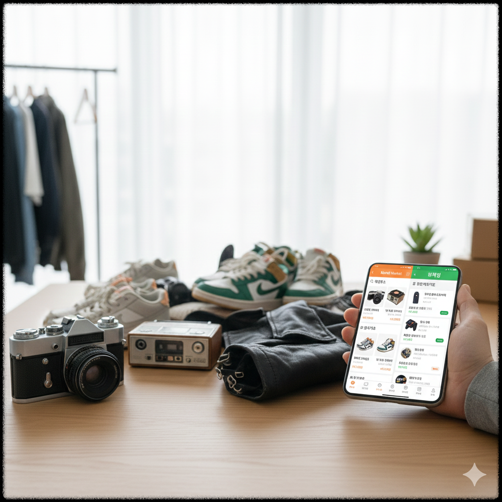 중고 리셀을 위해 판매할 물건을 선별하는 모습