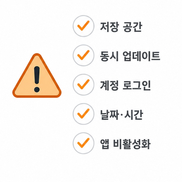 앱 다운로드 오류 원인 확인 항목