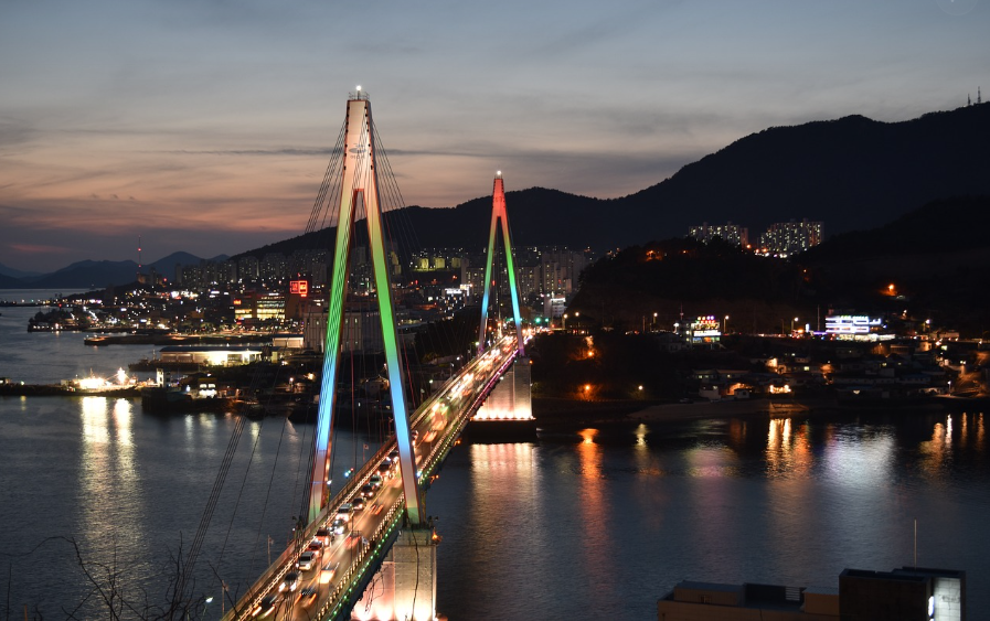 여수 야경(돌산대교) 사진