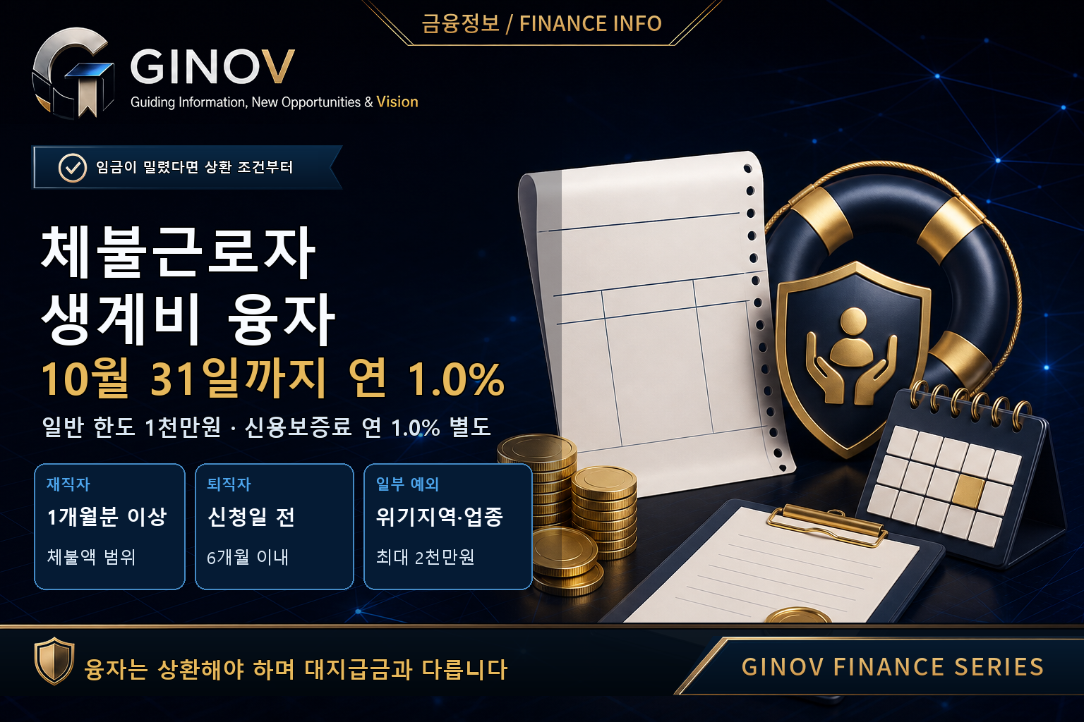 2026 체불근로자 생계비 융자 10월 31일까지 연 1.0%, 일반 한도 1천만원, 신청일 전 6개월 내 퇴직 안내