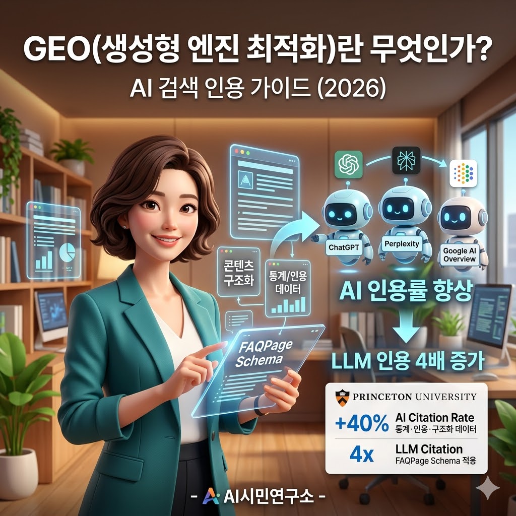 GEO(생성형 엔진 최적화)란 무엇인가? AI 검색 인용 가이드 (2026) - AI시민연구소 -