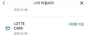 대한항공 스카이패스 마일리지 적립내역
