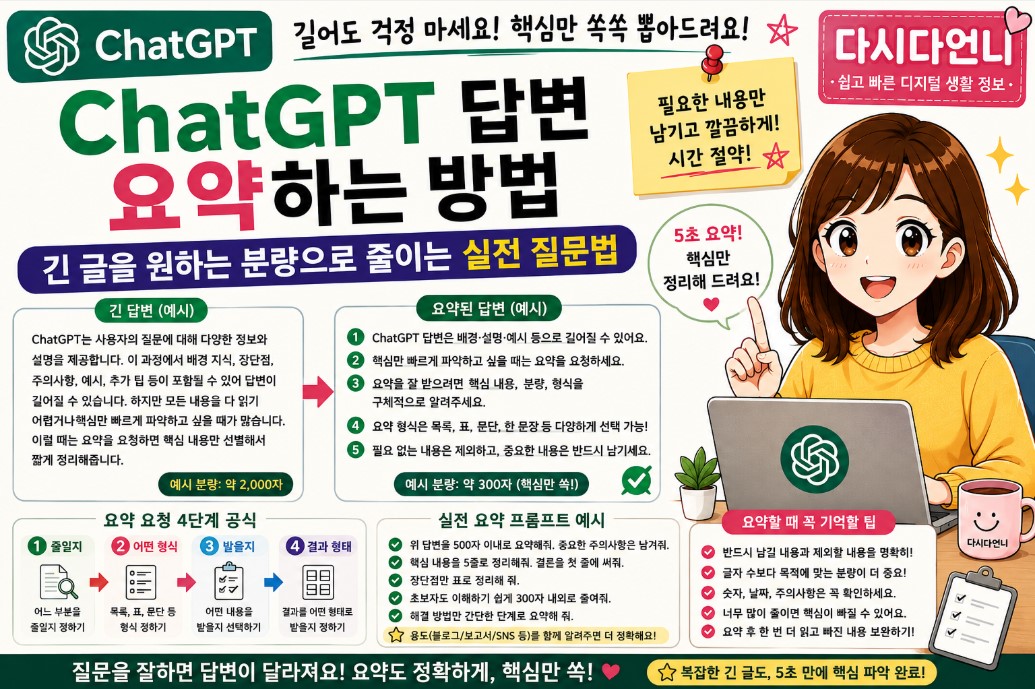 ChatGPT 답변 요약하는 방법｜긴 글을 원하는 분량으로 줄이는 실전 질문법