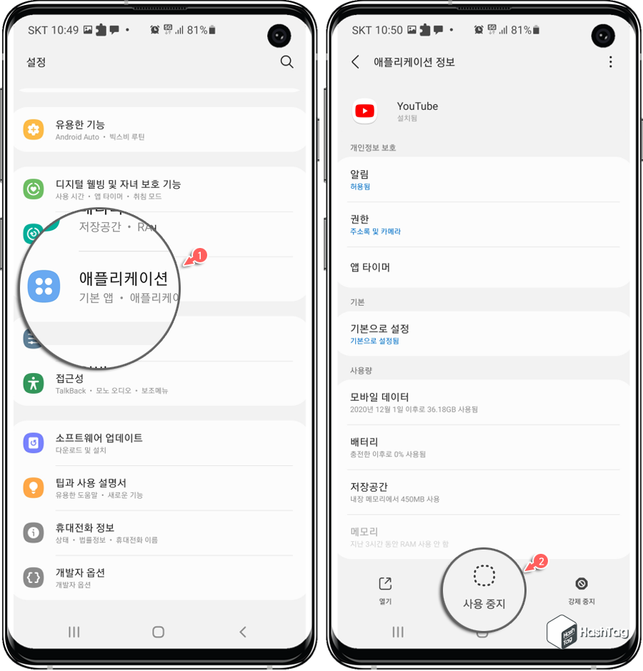 YouTube 사용 중지