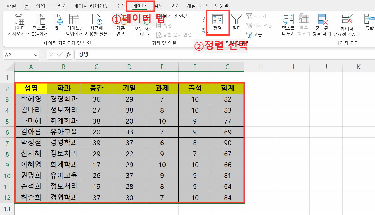 데이터 정렬