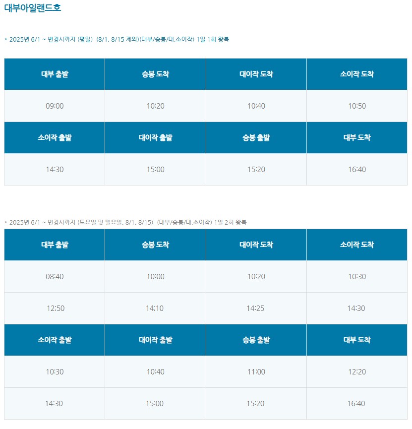 [승봉도 여행] 승봉도 배시간표&amp;#44; 배편예약&amp;#44; 배편요금