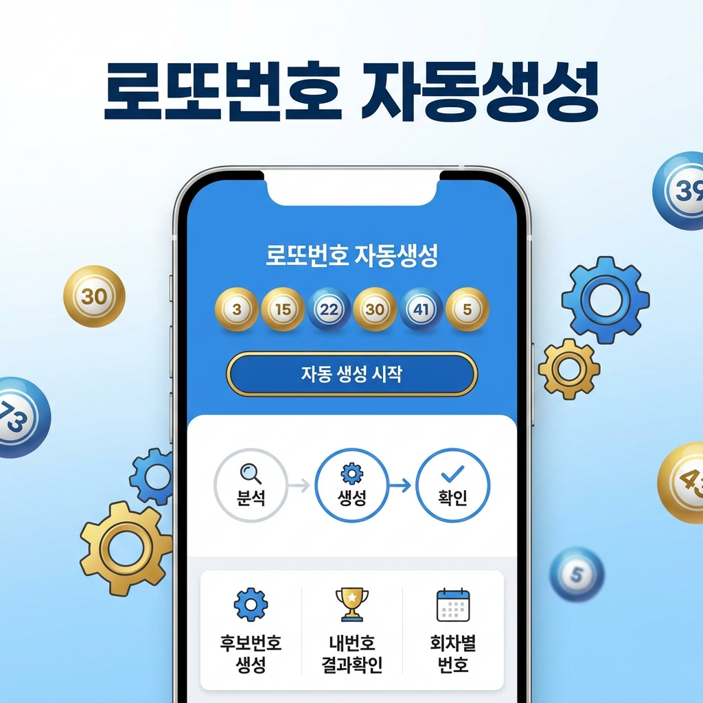 로또번호 자동생성 - 무료 행운번호 자동 반자동 로또 생성기