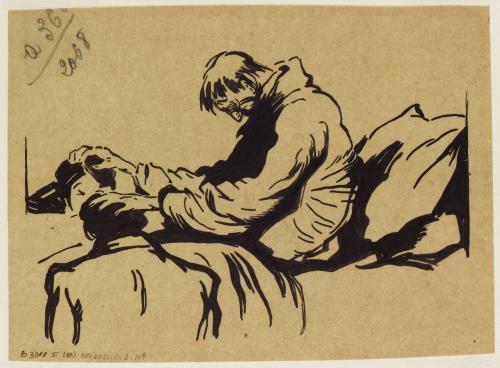 침대에 누워있는 고리오 영감 일러스트