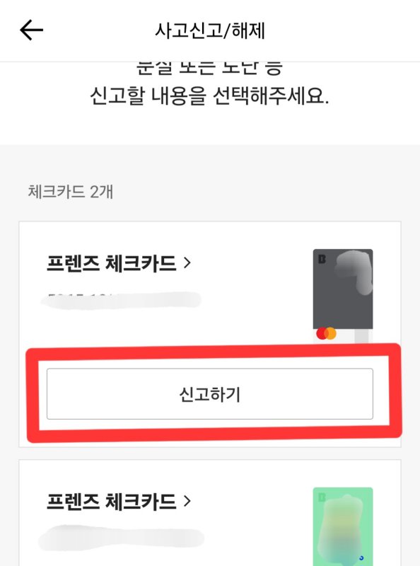 카카오체크카드 분실신고방법 6