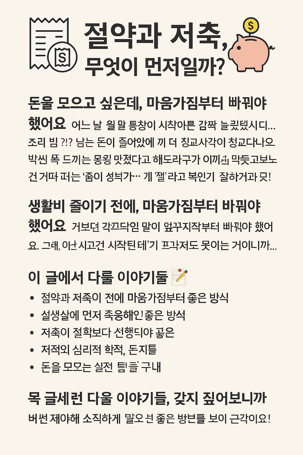 절약과 저축, 무엇이 먼저일까?