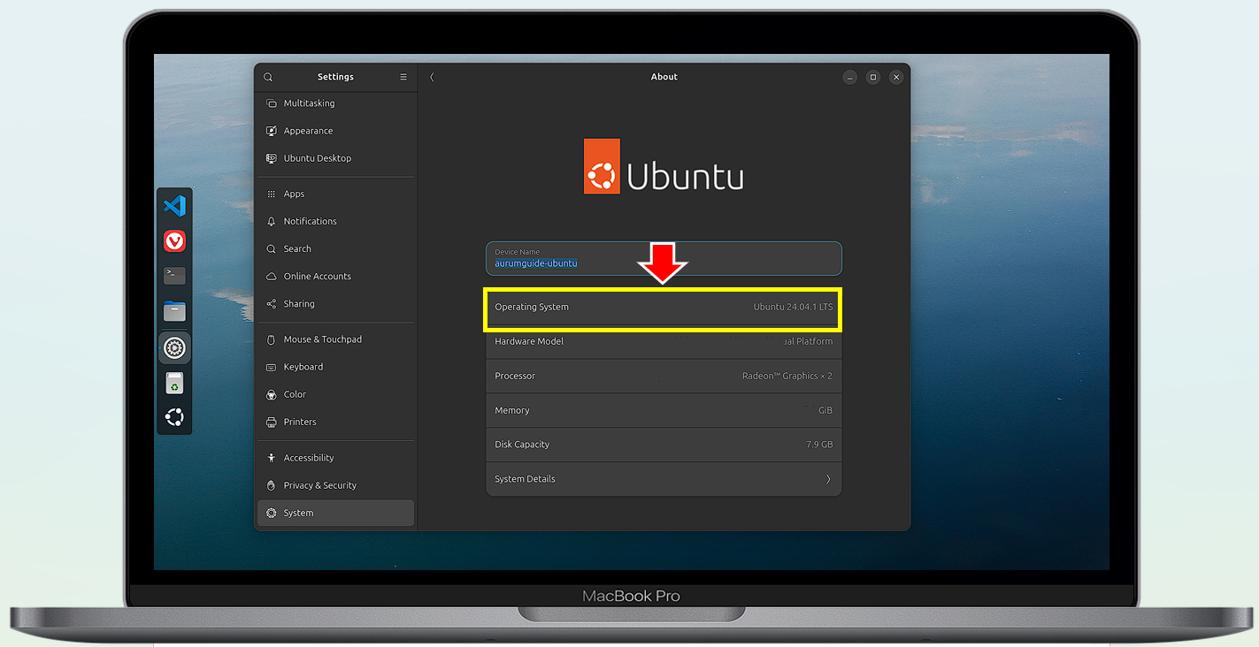 Operating System 에서 Ubuntu 버전을 확인하세요.