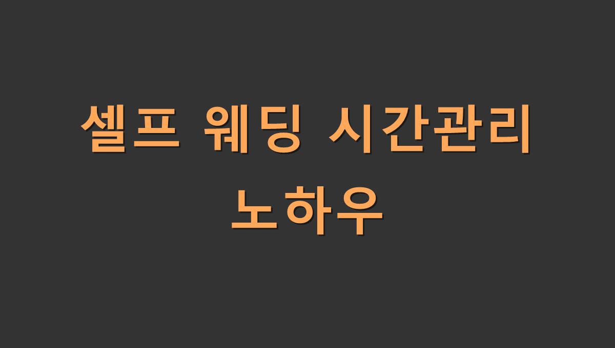 셀프 웨딩 시간관리 노하우