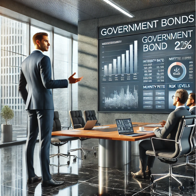 국채에 대해 설명하는 전문가 이미지