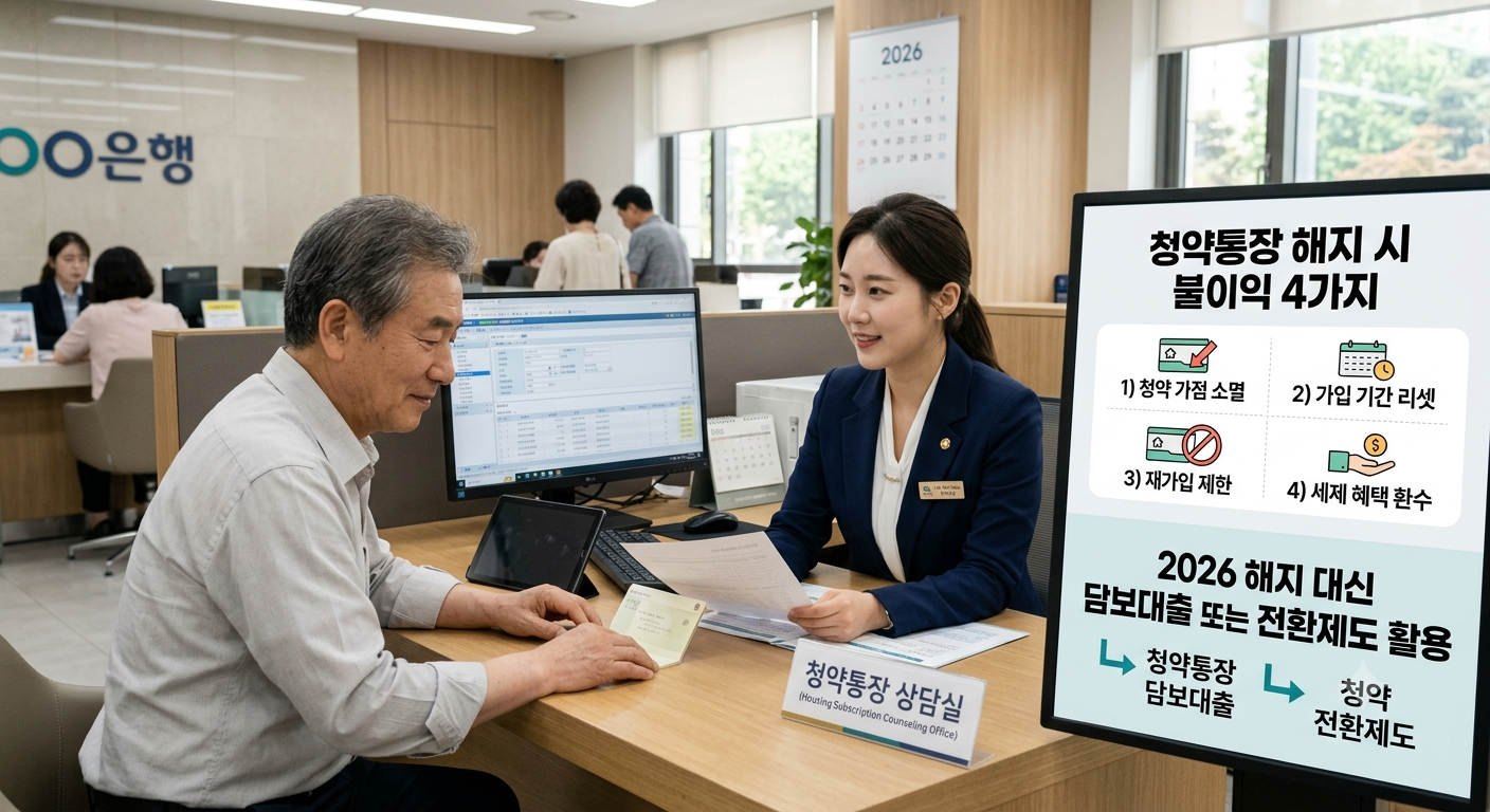 청약통장 해지 시 불이익 4가지, 2026 해지 대신 담보대출 또는 전환제도 활용