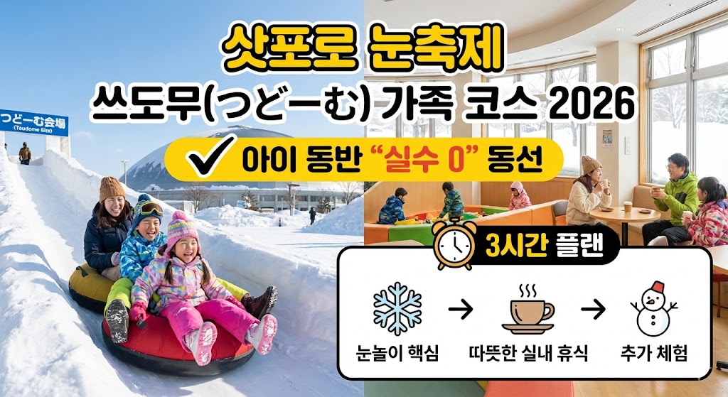 삿포로 눈축제 쓰도무(つどーむ) 가족 코스 2026아이 동반 “실수 0” 동선|따뜻한 실내 휴식 + 눈놀이 핵심만 3시간 플랜