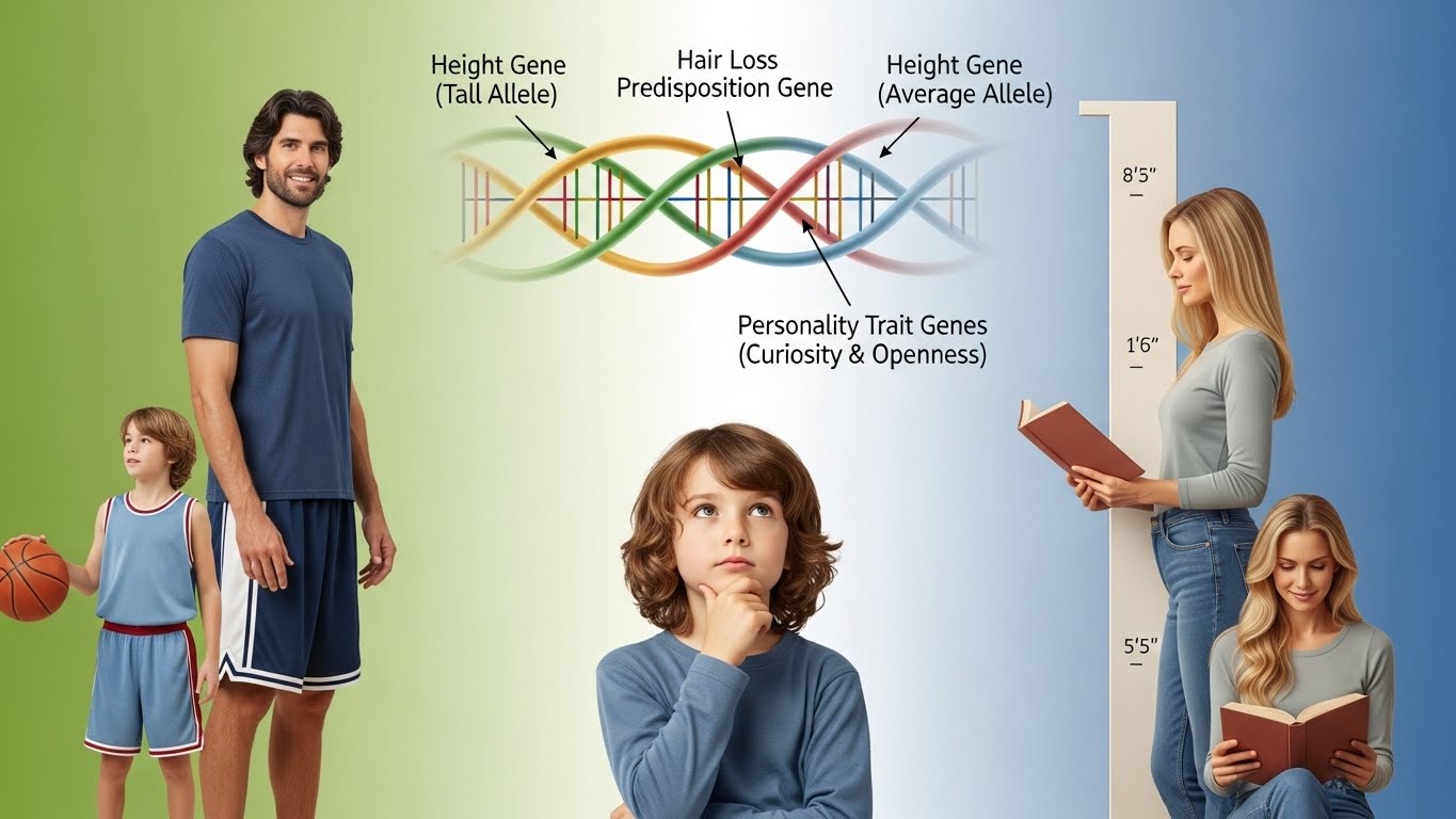부모에게 물려받는 유전 설명 이미지