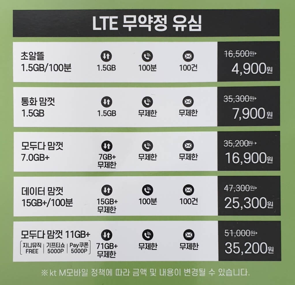 KT-알뜰폰-요금제